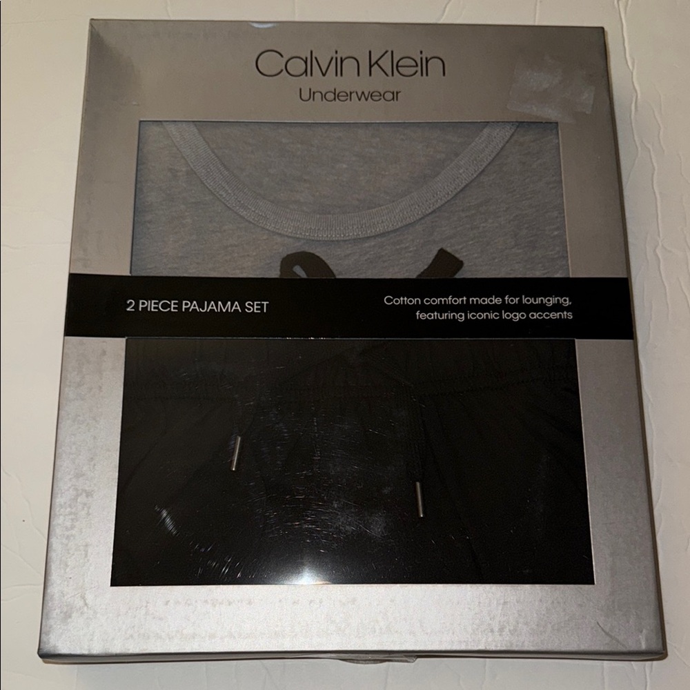 NIB Calvin Klein Men’s Gray/Black 2 Piece Pajama Set Sleeveless Tank & Short XL